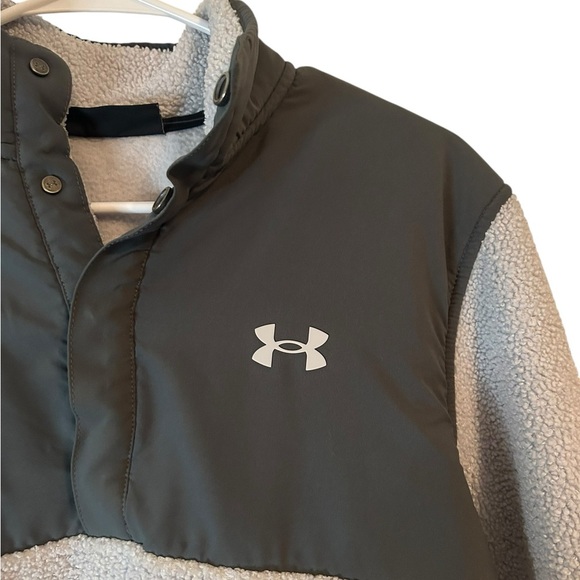 Under Armour Men’s 1/4 Snap Pullover Fleece Jacket Gray/White Size Medium - Picture 2 of 4